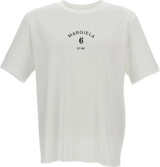 Maison Margiela Logo Print T-Shirt - Heren - T-shirts - Wit - L - Katoen - Tops