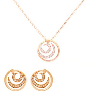 Orphelia Elaine WoMens 925 Sterling Silver Set: Chain-Pendant + Earrings - Rose SET-7084/1 - One Size