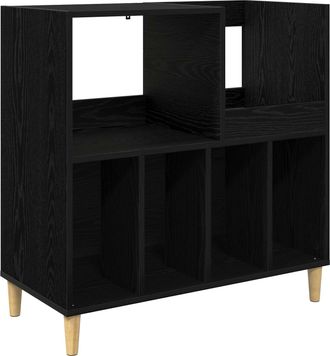 vidaXL Soporte Para Tocadiscos Roble Negro 82 X 39,5 X 82,5 Cm Vidaxl