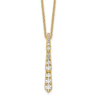 Diamond2Deal 14k Gold 0.40 Ct Lab Grown Diamond Vertical Slide Pendant Necklace 18