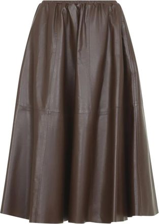 Alberta Ferretti Falda Midi de Nappa - Skirts - Mujer - Marr&oacute;n - S