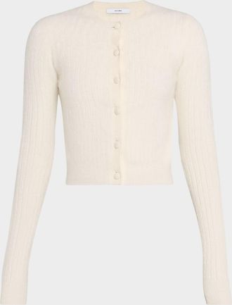 Adam Lippes Crus Cashmere Crop Crewneck Cardigan
