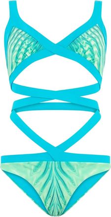 Roberto Cavalli Costume intero con stampa Optical Glass - Verde