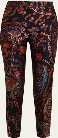 Etro Paisley Silk Brocade Slim-Fit Pants