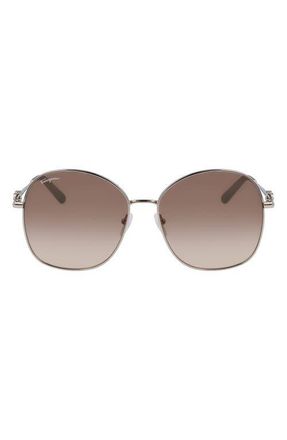 Ferragamo 59mm Gradient Sunglasses in Gold/Brown Sand Gradient at Nordstrom