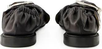 Toga Archives Womens Leather Slip-On With Bow Flat Black Calfskin
