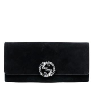 Gucci Pre-owned Clutches, female, Black, Size: ONE SIZE Pre-owned Suede Clutch