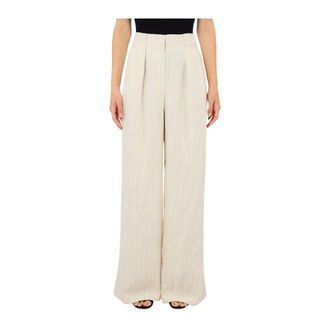 Liu Jo Wide Trousers, female, Beige, Size: XS Stripe-pattern Trousers