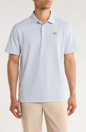 Quiet Golf Sunny Active Stripe Polo in Pacific Blue at Nordstrom, Size Xx-Large