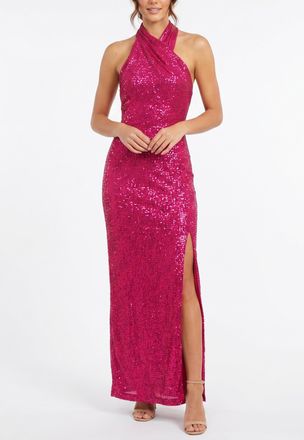 Rachel Roy Harland Crossover Halter Maxi Dress