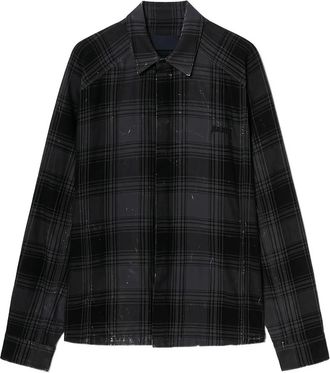 Juun.J Island Washed Check Coach Shirt - Heren - Casual Overhemden - Grijs - S - Katoen - Overhemden
