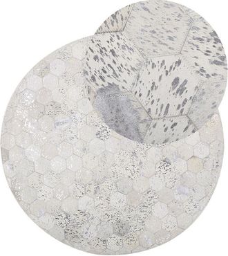 Beliani Rug BOZKOY Silver &oslash; 140 cm Leather