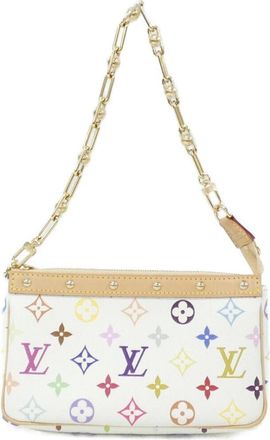 Louis Vuitton White Coated Canvas Pochette Pouch (Pre-Owned)