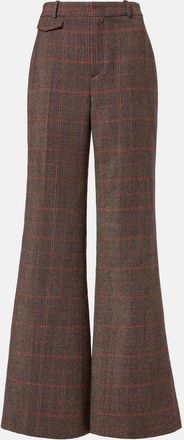 Chlo&eacute; Chlo&eacute; Pantaloni flared in lana vergine a quadri