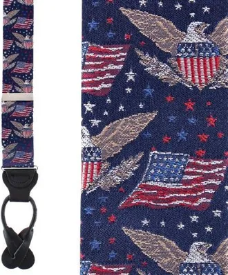 Trafalgar Store Legacy Soars Patriotic Bald Eagle Silk Novelty Button End Suspenders in Navy Blue at Nordstrom