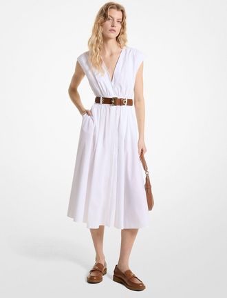Michael Kors Stretch Organic Cotton Poplin Midi Dress