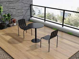 Vente-Unique Sala da pranzo da giardino in metallo: un tavolo D.60 cm e 2 sedie impilabili - Nero - BALVORA di MYLIA