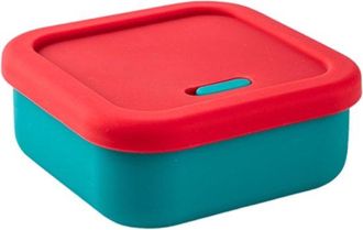 No Brand Recipientes De Almacenamiento De Silicona - Recipientes Reutilizables Para Alimentos - Preparaci&oacute;n De Comidas - Herm&eacute;ticos Con Tapa - 15x15x6cm - Rojo