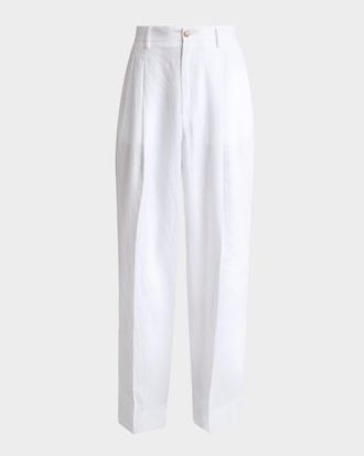 Dolce & Gabbana Men & apos;s Linen Wide-Leg Pleated Trousers