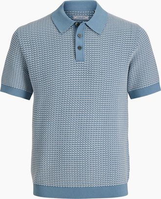 Jack & Jones Mens Jack & Jones Knit Polo Short Sleeve Ashley Blue/Twist - White - Size: 38