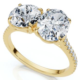 Pompeii3 2 1/10Ct Toi et Moi Oval & Round Diamond Ring 14k Gold or Platinum Lab Grown