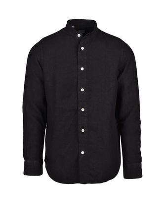 Eleventy Black Men Linen Shirt
