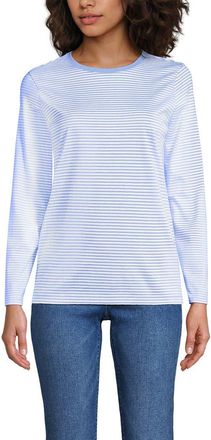 Lands End Relaxed Supima Cotton T-Shirt in Light Sea Blue Micro Stripe at Nordstrom, Size X-Small
