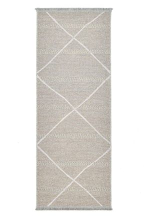 THEKO Alfombra fina tejida a m&aacute;quina en lana y viscosa beige 80x200 cm