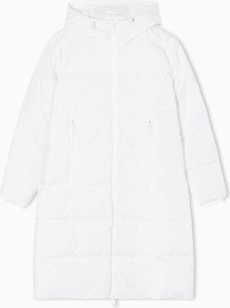 A|X Armani Exchange Womens Icon Project, Logo Patch, Knee Length, Jacket, White, S