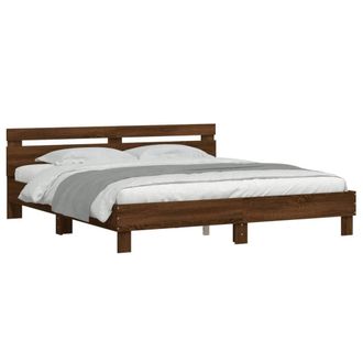 Berkfield Home Durable Bed Frame with LED without Mattress Brown Oak 160x200 cm