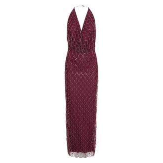 Rotate Jurk met halternek en pailletten - Dames - Avondkleed - Rood - XS - Pailletten - Kleedjes