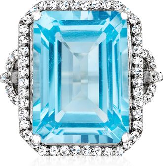 Ross-Simons Swiss Blue Topaz and. White Topaz Ring in Sterling Silver