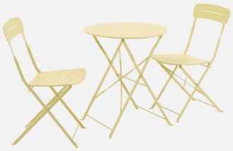 Sweeek Set De Jard&iacute;n Bistr&oacute; Plegable De Mesa Redonda De Acero Con 2 Sillas