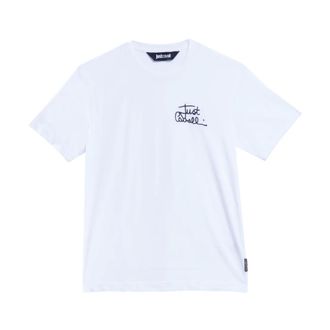 Just Cavalli T-Shirts, male, White, Size: 2XL T-Shirt Firma