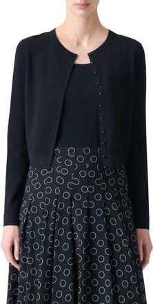 Akris Crop Crewneck Cardigan in Black at Nordstrom, Size 10
