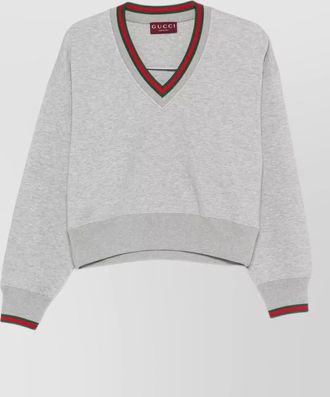 Gucci cotton v-neck long-sleeve sweatshirt