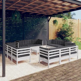 vidaXL Muebles De Jard&iacute;n 13 Pzas Con Cojines Antracita Madera De Pino Vidaxl