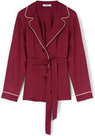 Motivi Viscose Twill Shirt met Contrasterende Details - Dames - Overhemden - Rood - XS - Leer - Overhemden