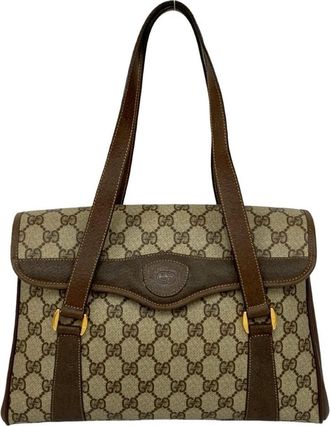 Gucci Brown Leather Pvc Handbag Tote Bag (Pre-Owned)
