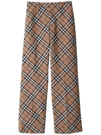 Burberry Check Wool Blend Tailored Trousers