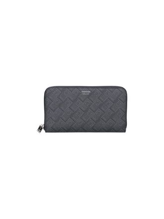 Ferragamo Black Central Zip Leather Wallet