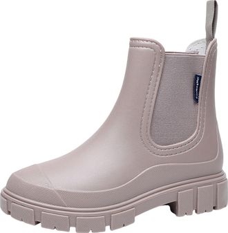 Generic Wellies Women Waterproof Short Wellington Boots Uk Fashion Ladies Comfortable Rain Boots Outdoors Garden Walking (Khaki, 5.5)