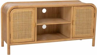 Wanderlust Deco Mueble bajo de madera y rat&aacute;n marr&oacute;n 120x39x60 alt. cm