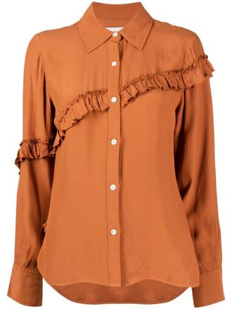 3.1 Phillip Lim Camicia a maniche lunghe con ruches - Arancione