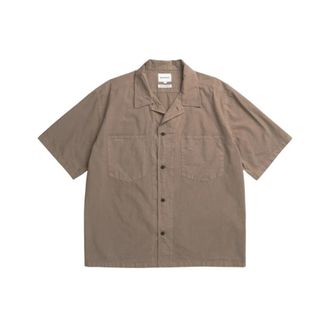 Norse Projects Mols Poplin Shirt - Heren - Korte mouwen Overhemden - Bruin - XL - Overhemden