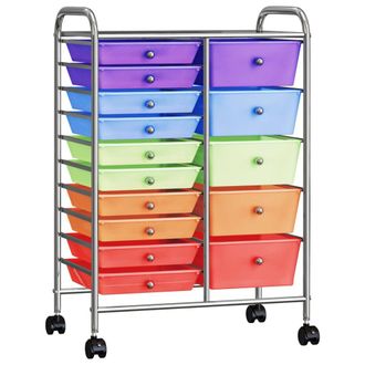 vidaXL Vidaxl - Carrito De Almacenaje Port&aacute;til Xxl 15 Cajones Pl&aacute;stico Multicolor