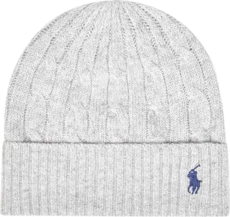 Polo Ralph Lauren Accessoires, Dames, Grijs, ONE Size, Wol, Cable-Knit Wol-Kasjmier Muts