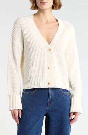 Vigoss Textured V-Neck Cardigan in Creme at Nordstrom Rack, Size X-Large