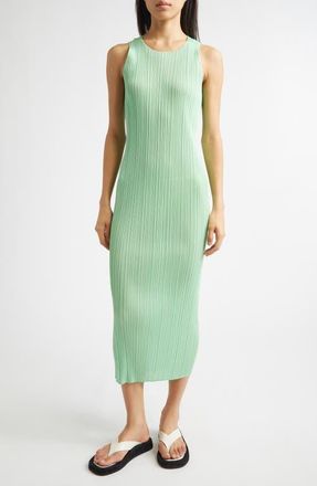 Pleats Please Issey Miyake New Colorful Basics 4 Pleated Sleeveless Dress in Light Green at Nordstrom, Size 5