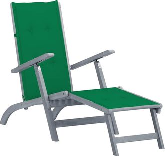 vidaXL Tumbona De Jard&iacute;n Con Reposapi&eacute;s Y Coj&iacute;n Madera Maciza Acacia Vidaxl